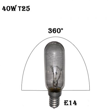 Лампа накаливания Т25 40W 230V Е14 для вытяжки  10/50шт.