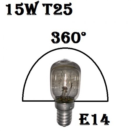 Лампа накаливания 15W 230V Е14 для холодильника Калашниково  10/50шт.