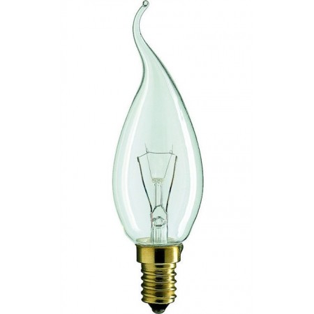 Лампа накаливания 40W 230V Е14 свеча на ветру прозрачная  10/100шт.