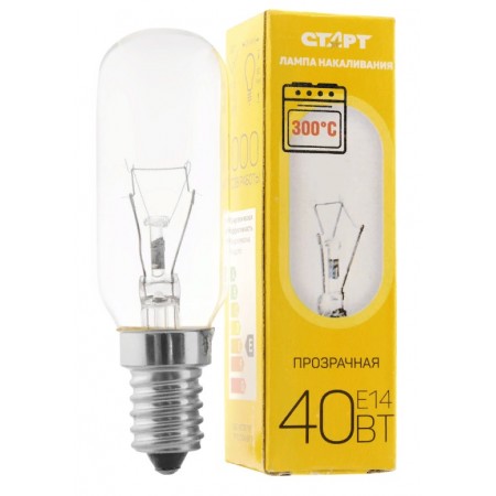 Лампа накаливания 40W 230V Е14 для духовки и вытяжки Старт  10/50шт.