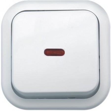 Выключатель 1 клавишный с индикатором белый А16-054 Валентина  5/150шт.