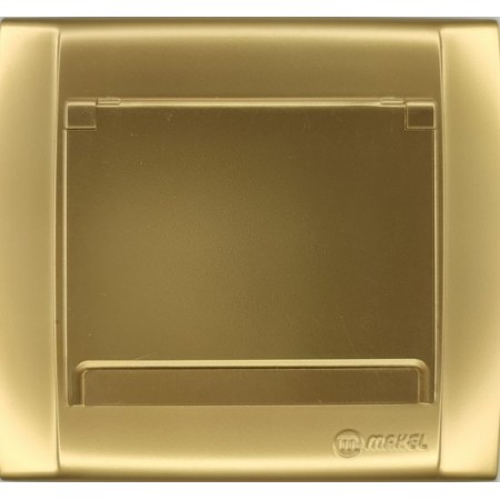 Розетка 1-ая с заземлением с крышкой золото керамика Defne